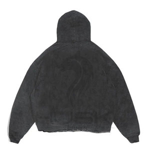 Sudadera con capucha desgastada con lavado ácido para hombre al por mayor de gran tamaño Vintage Cut Bottom Raw Hem Heavyweight No Hem Designer Plus Size Spring - Product Image 3