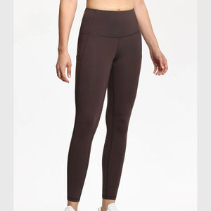 Leggings de sport taille haute pour femmes, design simple, couleur unie, taille élastique, extensibles, respirants, séchage rapide - Product Image 1