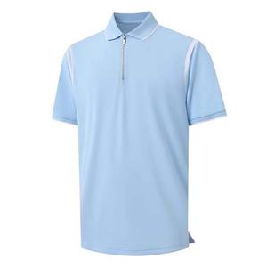 High Quality Cotton Plus Size Quarter Zip Blank Plain Short Sleeve Polo <b>Shirts</b> for <b>Men</b> Wholesale Custom Logo Design - Product Image 6