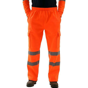 Pantalon de travail décontracté haute visibilité pour homme, vêtements de sécurité réfléchissants avec taille élastique, cordon de serrage et poches - Product Image 2