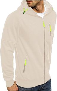 Sweat-shirt à capuche décontracté d'hiver pour hommes veste de sport poches zippées Logo personnalisable motif solide respirant séchage rapide - Product Image 4