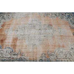 Alfombra Vintage Grande de 6.2x9 pies, Alfombra Turca de Lana con Diseño de Camuflaje Azul y Marrón - Product Image 5