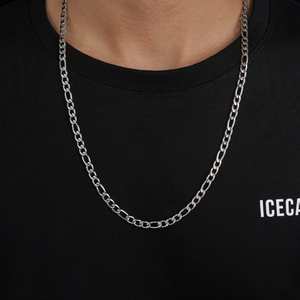 Cadena de Eslabones Figaro Plateada de 5 mm con Diamante y Perla, Joyería Religiosa Clásica de Acero Inoxidable para Regalos de Aniversario, Estilo Clásico - Product Image 4