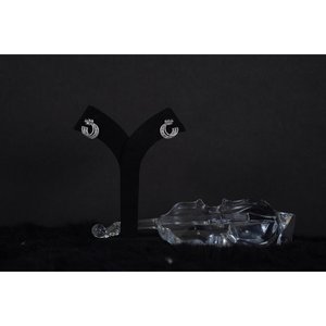 NOVAMART Fine SILVERINGS Nora 925 Sterling Silver <b>Stud</b> 18K Gold White Rose Featuring Butterfly Moon Shape Ruby Sapphire Diamond - Product Image 2