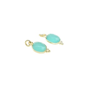 Colgante de Plata de Ley 925 con Calcedonia Aqua y Bisel, con Baño de Rodio y Oro Vintage, Joyería Unisex para Fiestas - Product Image 3