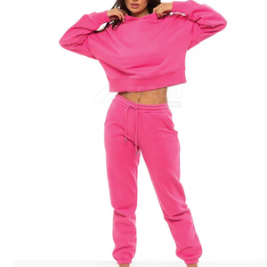 Streetwear Offre Spéciale Ensemble de sweats à capuche courts pour femmes Fabriqué en matériau de haute qualité Ensemble de sweats à capuche courts pour femmes - Product Image 1