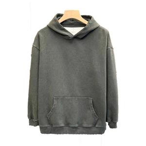 เสื้อมีฮู้ดแฟชั่นเรโทรผู้ชายสำหรับฤดูใบไม้ร่วงฤดูหนาวผ้าฝ้าย100% ถักทอคุณภาพสูงเทคนิคลำลองไซส์ใหญ่ทึบ - Product Image 3