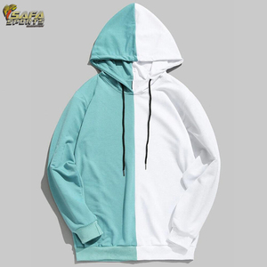 2022 Sudadera con capucha de gran tamaño de alta calidad para hombre logotipo personalizado bordado Patchwork diseño Casual algodón liso teñido sudadera - Product Image 5