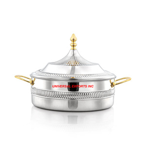Customized Design Metal Hotpot Superior Quality handmade Designer Casserole Classic Stylish Dinnerware Fancy Metal <b>Food</b> <b>Warmer</b> - Product Image 4