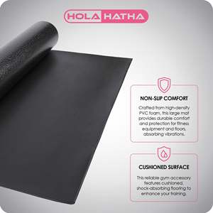 HolaHatha Medium Grey PVC Fitness Mat Lightweight <b>Padded</b> <b>Foam</b> for Workout Custom Logo Portable Gym Yoga Mat - Product Image 4