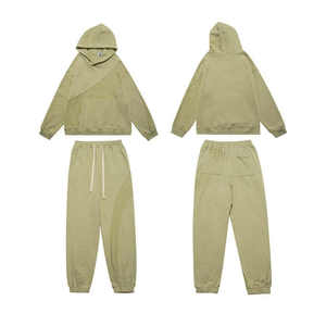 Fashionable OEM Custom Logo Men Street Wear Fleece Two Piece Set Puff Print Heavyweight Flared Sweatsuit Custom logo <b>Hoodie</b> and Joggers Set Men Sweatsuit Tracksuit - Product Image 2