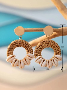 Pendientes colgantes de ratán de Vietnam ecológicos de alta calidad, estilo bohemio único ligero, perfecto para la belleza y el regalo de las mujeres - Product Image 3