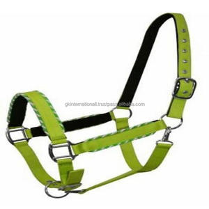 Licou de cheval entièrement réglable en Nylon en plusieurs couleurs avec bordure en corde sur les joues et le nez, quincaillerie et œillets plaqués nickel - Product Image 6