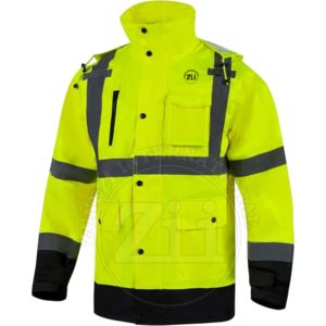 Veste de sécurité imperméable à manches longues en polyester, haute visibilité, réfléchissante, classe 2 ANSI, résistante au vent, caractéristiques d'hiver, vêtements de travail, poches - Product Image 1