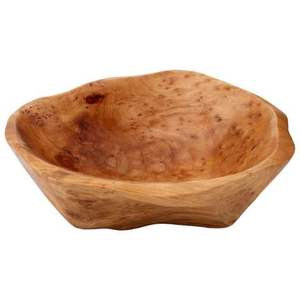 Elegante tazón de masa de madera de estilo medieval de forma desigual para cocina, hogar o restaurante, diseño vintage embalado en cartón - Product Image 1
