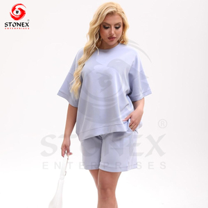 2025 ensembles de survêtement pour femmes taille haute coupe ajustée 2 pièces T-Shirt à manches courtes avec short ensemble tenue décontracté pour les femmes - Product Image 6
