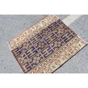 Classique bleu vert 2.7 X 3.1ft grande surface tapis turc laine Latex support écologique Patchwork salle à manger Rectangle espace - Product Image 2