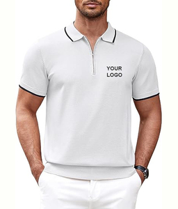 Polos de media cremallera de alta calidad para hombre, tela de algodón cómoda, diseño elegante, transpirable y suave, ideal para informales - Product Image 1