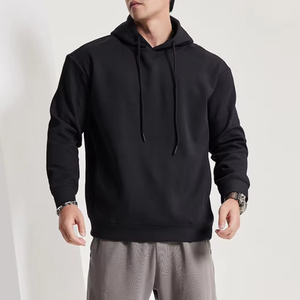 Sweat à capuche en coton pur épais 350g pour homme, imprimé personnalisé, motif uni, coupe ample, épaules tombantes, broderie, hiver - Product Image 2