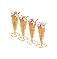 Mini support de cornet de crème glacée en métal à 2 trous pour afficher la crème glacée pour les articles de fête d'anniversaire décoratifs