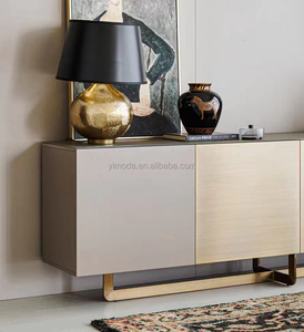 <strong>Modern</strong> <strong>Grey</strong> Gloss Golden Buffet <strong>Sideboard</strong> Cabinet Dining Room Furniture Home Living Room Luxury Marble Top <strong>Sideboard</strong> - Product Image 3