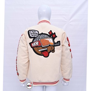 Chaqueta universitaria con cremallera de invierno al aire libre con letras de béisbol bordadas de alta calidad de fabricante personalizado para hombre - Product Image 3