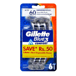 Para Gillette Blue 3-Shaft Razor Blade 6-Count Cartuchos para una experiencia de afeitado óptima - Product Image 1