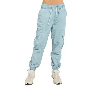 Toptan özelleştirilmiş özel Logo Sweatpants baskılı düz pamuk kargo kadınlar koşu pantolonları kadın pantolonları ve pantolon