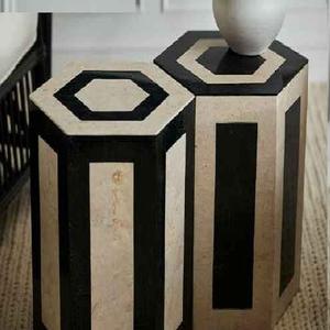 Taburete redondo con incrustaciones de hueso contemporáneo hecho a mano para dormitorio, hotel o taller - Product Image 3