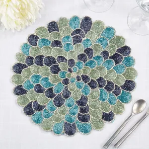 Napperons perlés ronds faits à la main pour table à manger de mariage table basse et utilisation décorative - Product Image 2