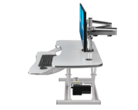 Convertisseur de bureau électrique réglable en hauteur VersaDesk PowerPro Elite en bois, design moderne, interrupteur programmable, bureau de travail