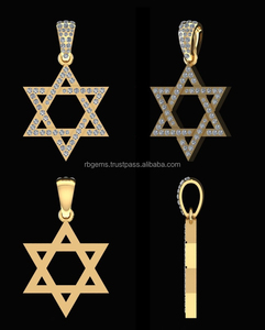 Cadeau Perfection Pendentif en forme d'étoile en or 10Kt 925 argent sterling VVS Moissanite Diamant rond taille brillant Diamants - Product Image 3