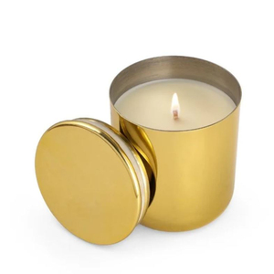 Tarro de Metal dorado de diseño elegante con tapa de Metal portavelas Decoración de mesa tarro de vela para cumpleaños o cualquier ocasión especial - Product Image 1