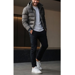 Veste matelassée en toile pour homme, prix de gros, haute qualité, décontractée, à capuche, fermeture éclair, respirante, écologique, pour l'extérieur - Product Image 2