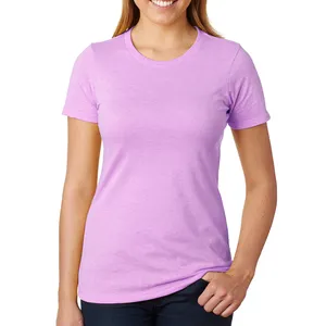 Cấp Độ Tiếp Theo Ladies 'CVC T-Shirt Phụ Nữ Màu Hồng Crew Neck T Áo Sơ Mi Phụ Nữ Của Huyện Làm Phụ Nữ Hoàn Hảo Trọng Lượng Crew T Áo Sơ Mi