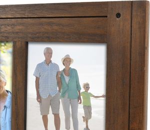Cadre photo Homestead Double 5x7 en noyer foncé-Décor rustique en détresse Cadre photo en bois Chevalet bidirectionnel Mur ou table - Product Image 5