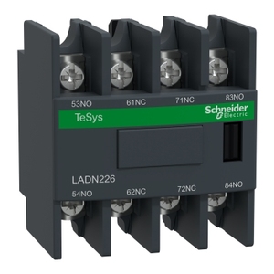 Per SCHNEIDER ELECTRIC LADN226 TeSys Deca Blocco Contatti Ausiliari 2NO+2NC per Montaggio Frontale, Terminali a Capocorda ad Anello per Relè - Product Image 1