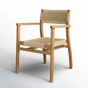 Chaise de salle à manger en bois massif au design antique pour la maison, hôtel, villa, bar, meubles de restaurant de haute qualité avec double cordon de papier torsadé - Product Image 2