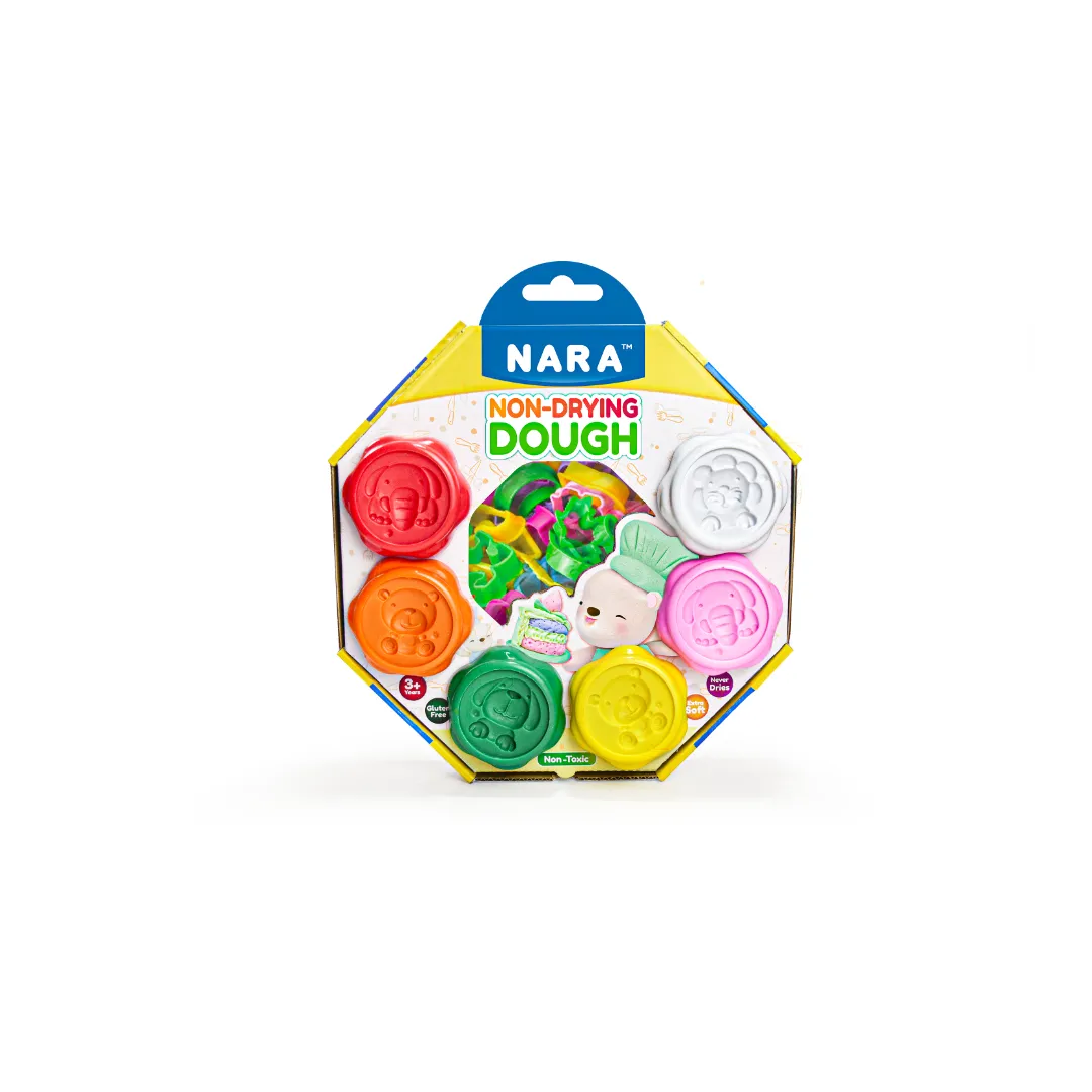 NARA Dough Clay! Extra Soft Non-Drying Dough Funny Special Gift Set-6 Colors Tubs Of Dough Clay(240), 16 Clay Cutters, 1 Roller