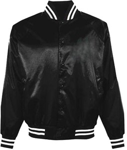 Chaqueta Universitaria de Satén, Bordado Personalizado, Grosor Estándar, Chaqueta Universitaria de Satén para Hombre, de Alta Calidad, Lujosa, Unisex, Negra, de Seda - Product Image 2