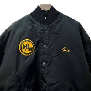 Blouson bombardier en satin de style vintage pour hommes OEM avec fermeture à double boutonnage de haute qualité en peau de vache grande taille hiver caractéristiques toile - Product Image 2