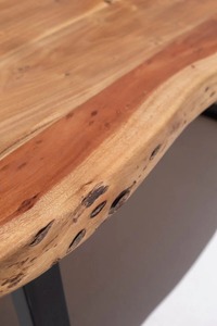 Table à manger moderne de luxe, design haut de gamme, fabriquée à la main, 8 places, bord vif, acacia massif, pieds en métal imperméables, meubles de maison de luxe - Product Image 3