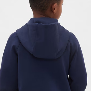 Trendy And Stylish Look With Full Sleeves And Zip Boys Cold Weather Hooded Top With Customizable Logo Designing For Solid Style - Product Image 5