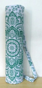 Bolsa de Viaje de Lujo con Diseño de Mandala Verde y Blanco Vintage Indio, Bolsa de Yoga Acolchada de Algodón, Ligera, con Correa para el Hombro y Cremallera - Product Image 4