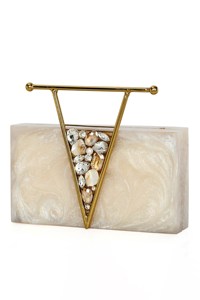 Bolso de mano de resina con adorno de flores doradas, bolso de mano de tipo personalizado de resina artesanal India para mujer, bolsos de mano promocionales - Product Image 5