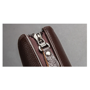 Genuine Leather Long <b>Wallet</b> Unisex Zipper Closure Multi-Card Position Minimalist Style Daily Use - Product Image 3