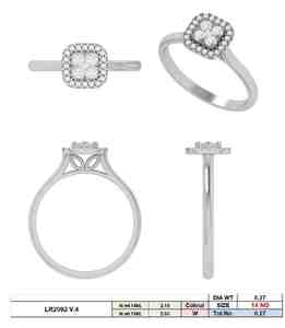 แหวนหมั้นแบบรัศมีคู่สุดหรู14K ประดับเพชรโรเดียมชุบทองประดับเพชรธรรมชาติ - Product Image 3