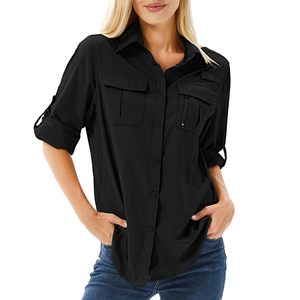 Venta caliente OEM/ODM mujeres suaves camisa de pesca de manga larga tela absorbente protección solar camisas casuales con botones - Product Image 1
