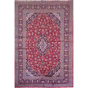 Kashan Semi Antique Hand Knotted Persian Kashan Tabriz Rugs Red, 12' X 8', Panr02473 (Red : 10647) - Product Image 1