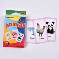 Juego de 36 Tarjetas de Memoria Educativas con Animales y Frutas para Niños Pequeños, Papel de Arte Recubierto, Impresión Offset, Laminado